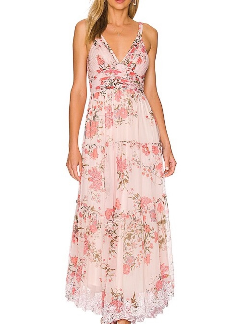 NWOT Hemant and Nandita Floral Print Boho Luxury Tiered Maxi Dress XL